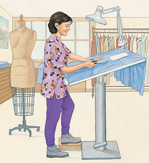Woman ironing clothes at a pressing station, representing daily self-care activities for TMD management.